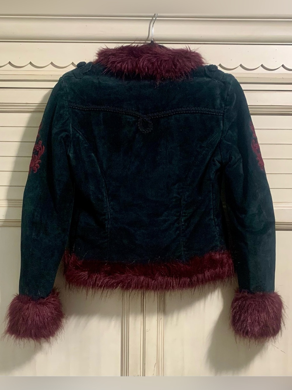 Wilsons Leather Maxima Suede Faux Fur Jacket  Embroidery Vintage XS Embroidered - Picture 2 of 5